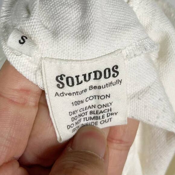 Soludos S White Rialto Tie Waist Jumpsuit Cotton Embroidered Zip Front Cropped - Picture 10 of 16